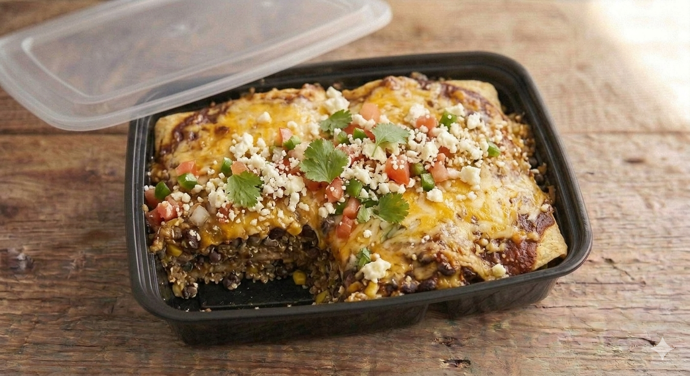 BLACK BEAN AND QUINOA ENCHILADA BAKE