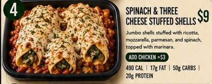 SPINACH AND 3 CHEESE STUFFED SHELLS